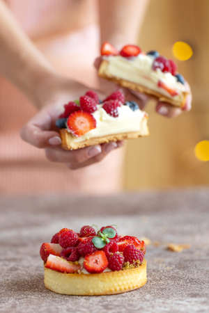 Cake with berries, delicious tartlet. High quality photoの写真素材