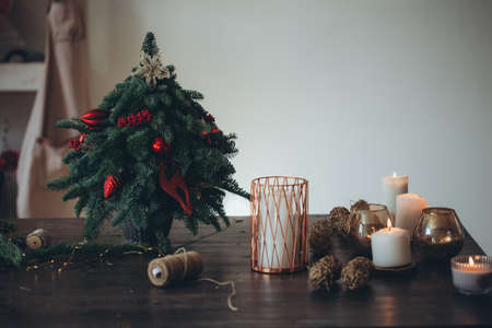DIY Christmas tree. Christmas decoration. High quality photoの写真素材