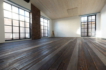 Room with wood floor, interior design. High quality photoの写真素材