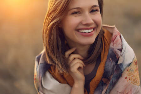 Portrait of a beautiful woman. High quality photoの写真素材
