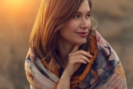 Portrait of a beautiful woman. High quality photoの写真素材