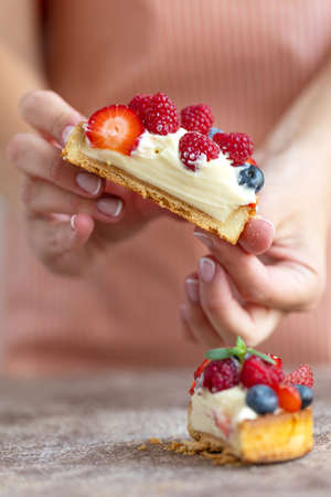 Cake with berries, delicious tartlet. High quality photoの写真素材