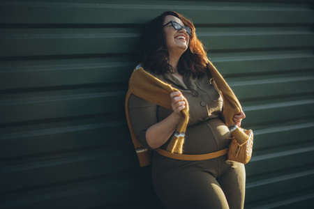 Beautiful and fashionable fat woman. High quality photoの写真素材