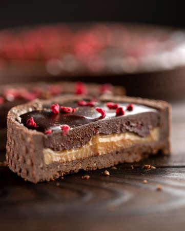 Tartlet, tart, homemade cakes. Delicious chocolate pie stuffed with shortcrust pastry. High quality photoの写真素材