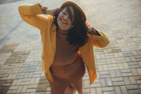Beautiful and fashionable fat woman. High quality photoの写真素材