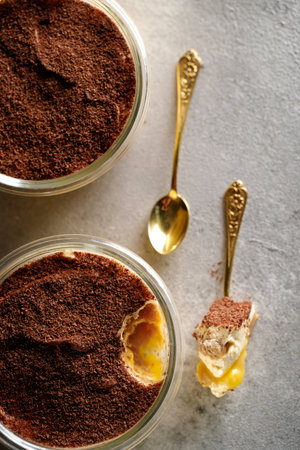 Tiramisu. Dessert with cream for breakfast. High quality photoの写真素材