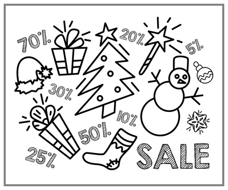 Christmas sale. Banner. Elements for New Year design. Silhouetteのイラスト素材