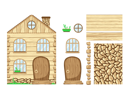 Wooden house. Wonderland. Set of clipartのイラスト素材