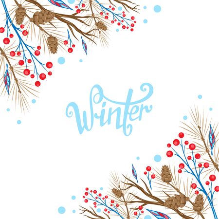 Winter Template design of banner for New Year and Christmas. Winter frame for text. Greeting cardのイラスト素材