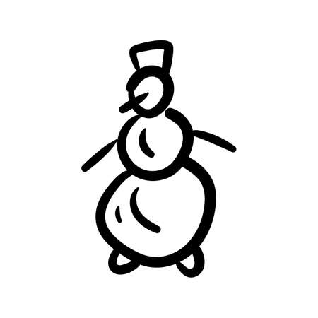 Snowman. Icon, sketch. New Year and Christmas, festive theme.のイラスト素材