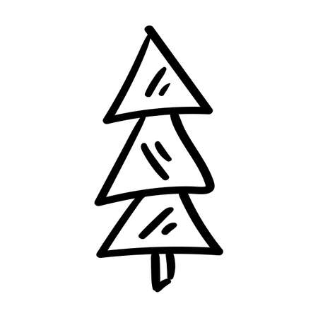 Christmas tree. Icon, sketch. New Year and Christmas, festive theme.のイラスト素材