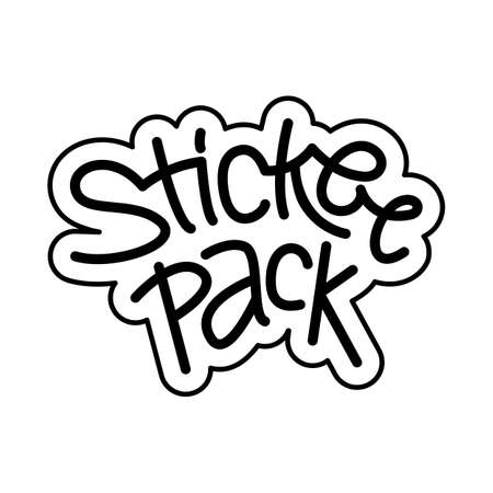 Sticker pack. Logo, label or emblem design. Hand drawn logo, letteringのイラスト素材