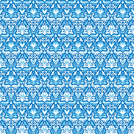 Damask blue seamless pattern, oriental and portuguese style. Decor for textiles, ceramic tilesのイラスト素材