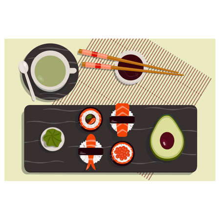 sushi roll and say sauseのイラスト素材