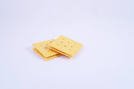 2 pieces cracker on white backgroundの写真素材