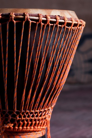 Close up of the Djembe headの写真素材