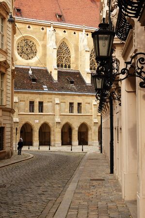 Paving street in Vienna near Church of the Minor Friarsの写真素材
