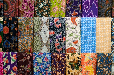 Closeup of colorful batik, Yogyakarta, Central Java, Indonesiaの写真素材