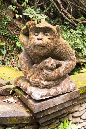 Stutue in Sacred Monkey Forest, Ubud, Bali, Indonesiaの写真素材