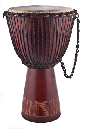 Close up of the djembe isolated on white backgroundの写真素材