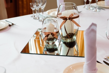 Festive table setting for wedding or other eventの写真素材