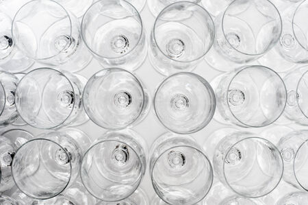 Empty wine glasses isolated on white backgroundの写真素材
