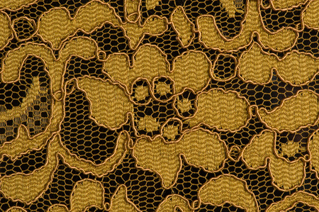 Yellow lace fabric with flower pattern textureの写真素材