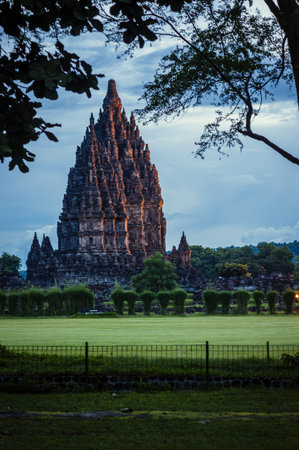 Prambanan Temple on sunset, Central Java, Indonesiaの写真素材