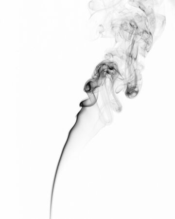 Cloud of black smoke isolated on white backgroundの写真素材
