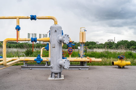Gas and oil pipeline with valves and adapters as a teaching aid layout for study
