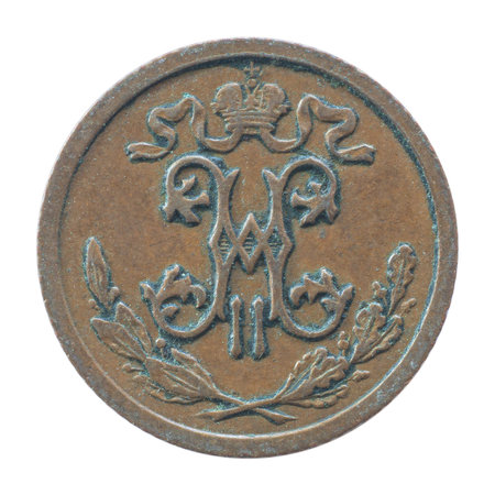 Antique rare old copper coin of tsarist Russia Nicholas 2 1909 with a face value of 1/2 half a...