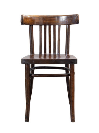 A real wooden Viennese chair isolated on a white backgroundの写真素材