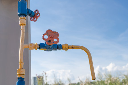 Small blue gas valve close-up study guide