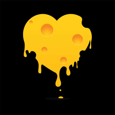 Melting cheese heart on Black backgroundのイラスト素材