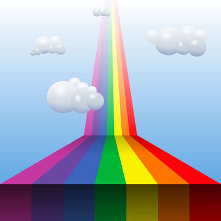 rainbow base monsoon concept with clouds aroundのイラスト素材