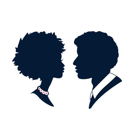 Silhouette logo of a young couple's profile. Vector icon avatar.のイラスト素材