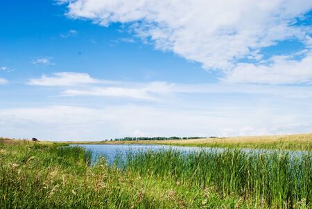 Wide Panoramic Photo of Lakeの写真素材