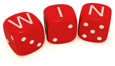 Red dice with labeled 