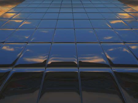 Abstract metal wall against cloudy skyの写真素材