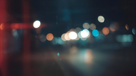 Blurred of car in city at night, bokeh background Generative AIの素材