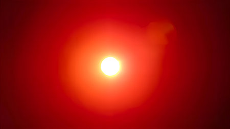 Sunset or sunrise with lens flare effect. Sunlight background Generative AIの素材