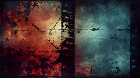Abstract grunge film strip background with space for Generative AIの素材