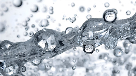 Water and air bubbles on a white background. 3d rendering Generative AIの素材