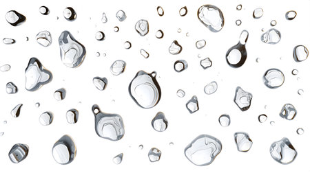 Water drops isolated on white background. 3d rendering, 3d illustration Generative AIの素材