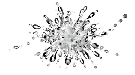 Water splash isolated on white background. 3d rendering, 3d illustration Generative AIの素材