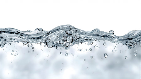 close up of water waves and bubbles on white background with clipping path Generative AIの素材