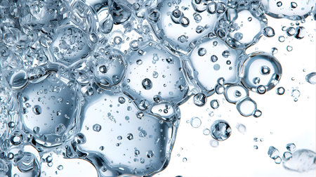 close up of bubbles in water on white background. shallow Generative AIの素材