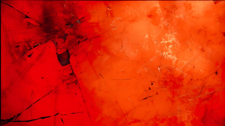Red abstract background with cracked glass. Illustration for your design Generative AIの素材
