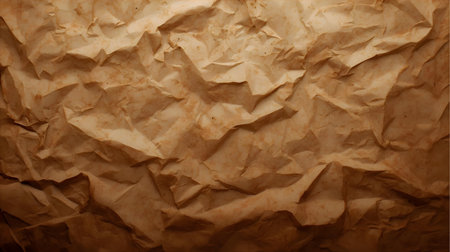 Crumpled paper background. Brown crumpled paper texture Generative AIの素材