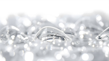 Silver wedding rings on white background with bokeh. 3D rendering Generative AIの素材